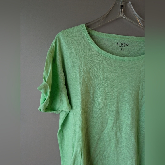 J. Crew Mint Green Linen Short Sleeve Tee L - Picture 2 of 7